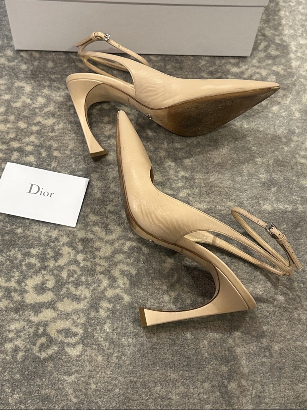 Dior Beige Pointed-Toe Ankle-Strap Pumps SIZE 37 - Picture 8 of 16